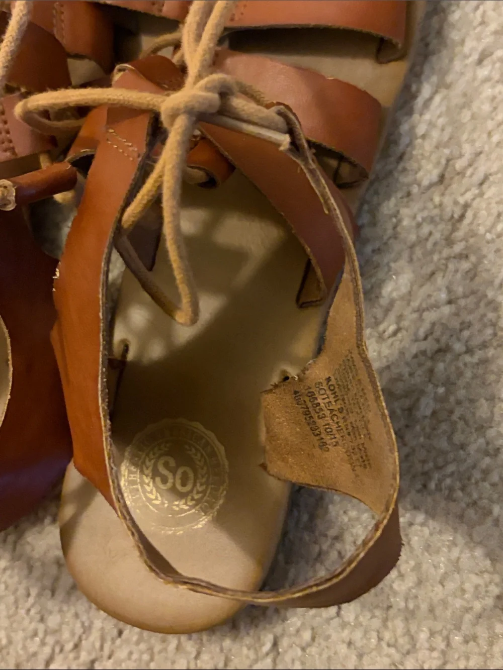 SO Tan Brown Strappy Gladiator Sandals - Size 8